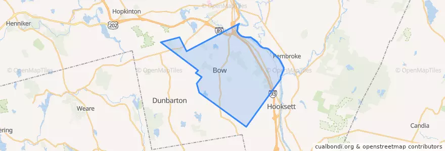 Mapa de ubicacion de Bow.