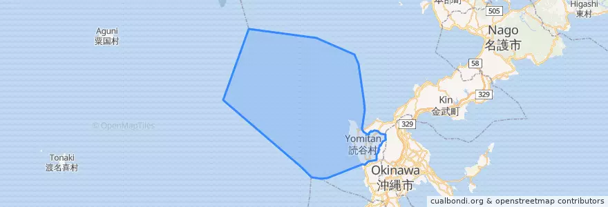 Mapa de ubicacion de 読谷村.