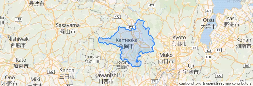 Mapa de ubicacion de 亀岡市.