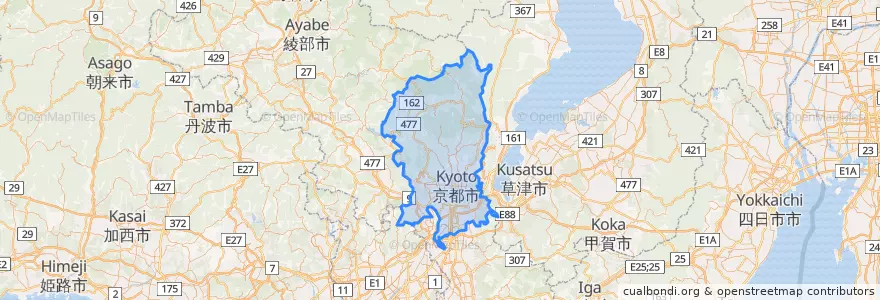 Mapa de ubicacion de Kioto.