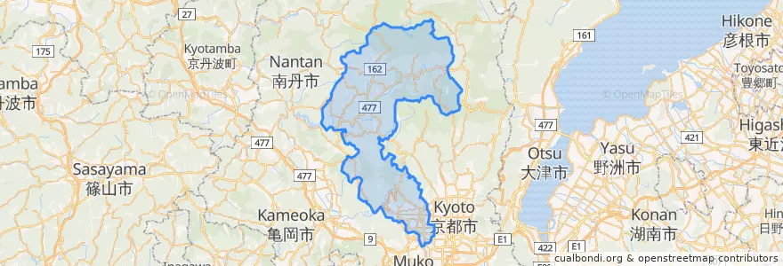 Mapa de ubicacion de 右京区.
