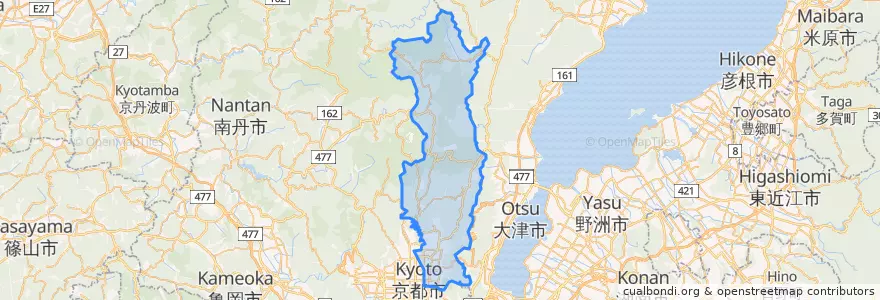 Mapa de ubicacion de 左京区.