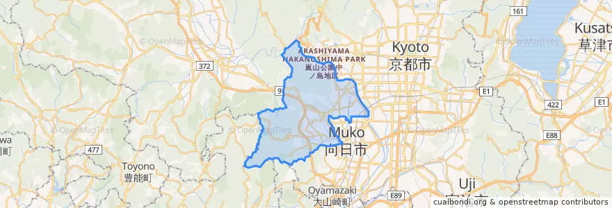 Mapa de ubicacion de 西京区.