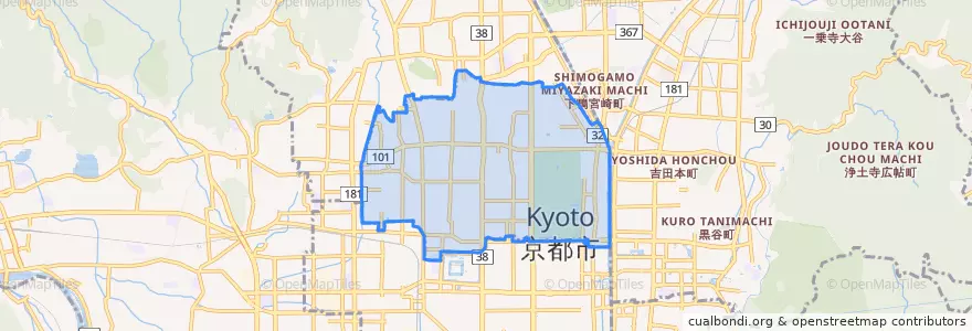 Mapa de ubicacion de 上京区.