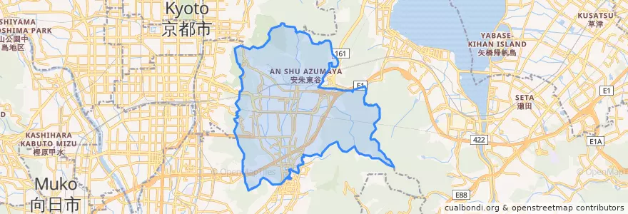 Mapa de ubicacion de Yamashina Ward.