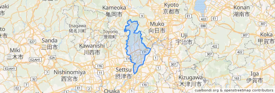 Mapa de ubicacion de 高槻市.