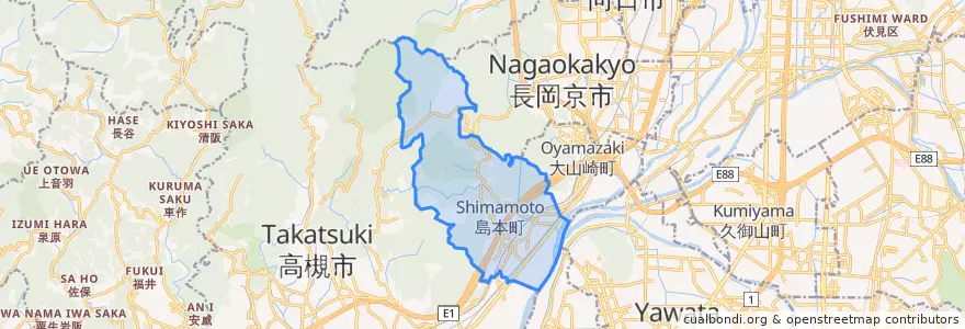 Mapa de ubicacion de 島本町.