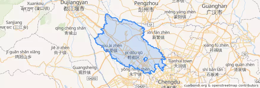 Mapa de ubicacion de 郫都区 / Pidu.