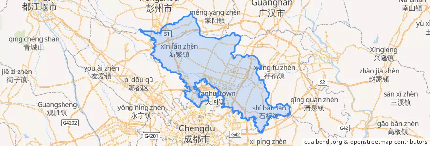 Mapa de ubicacion de Xindu District.
