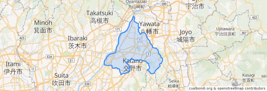 Mapa de ubicacion de 枚方市.