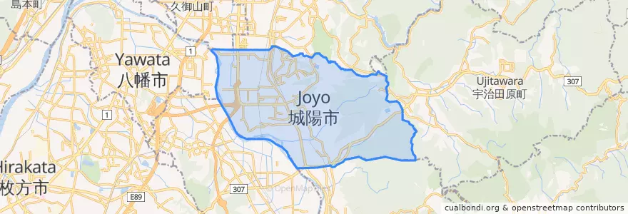 Mapa de ubicacion de 城陽市.
