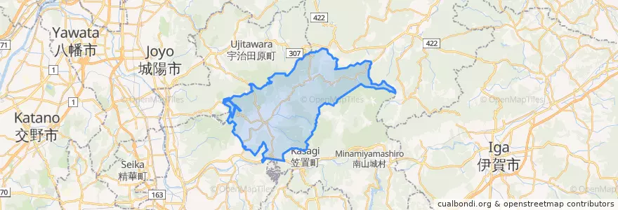 Mapa de ubicacion de 和束町.