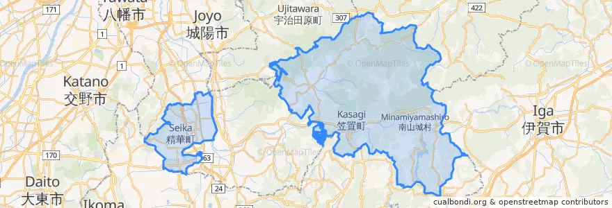 Mapa de ubicacion de 相楽郡.