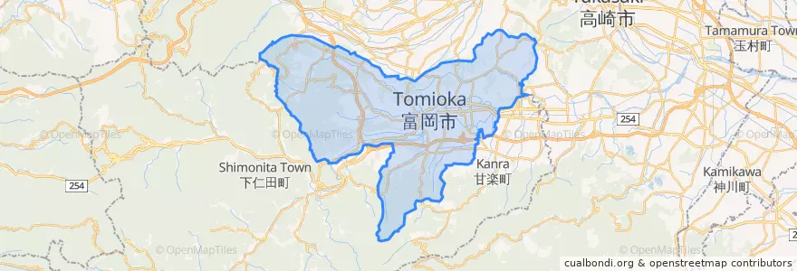 Mapa de ubicacion de 富岡市.