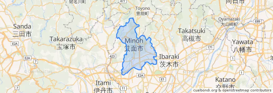 Mapa de ubicacion de 箕面市.