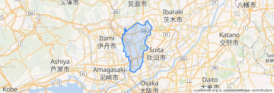 Mapa de ubicacion de 豊中市.