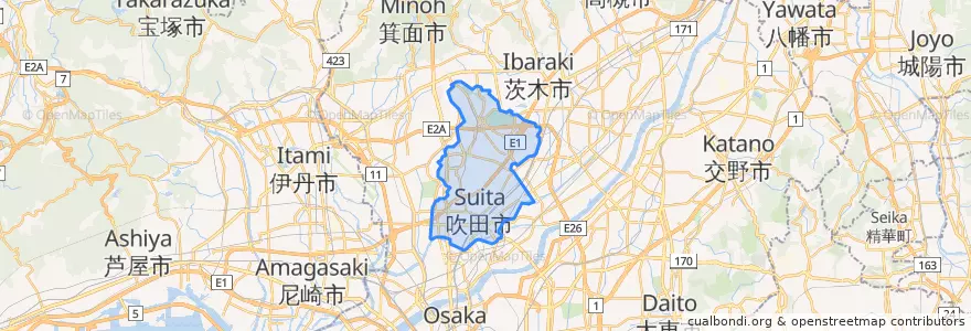 Mapa de ubicacion de 吹田市.