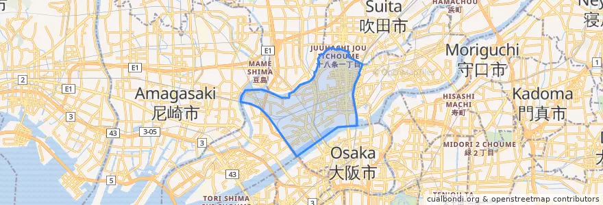 Mapa de ubicacion de 淀川区.