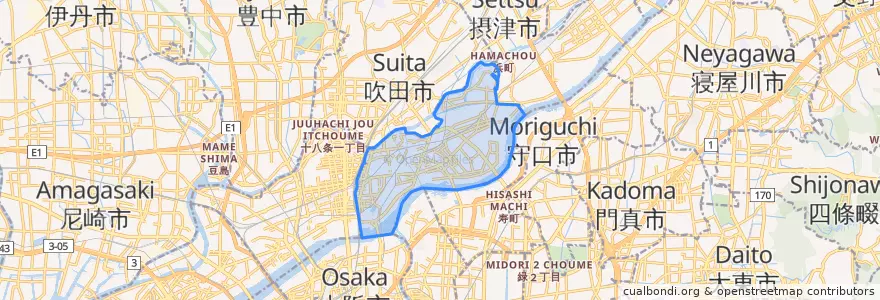Mapa de ubicacion de 東淀川区.