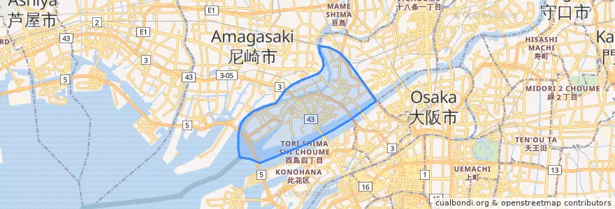 Mapa de ubicacion de 西淀川区.