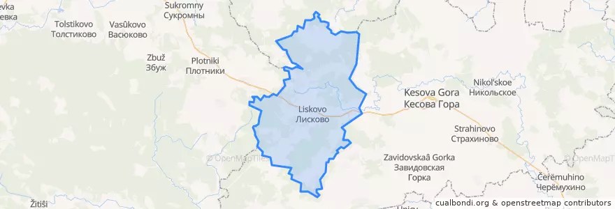 Mapa de ubicacion de Лисковское сельское поселение.