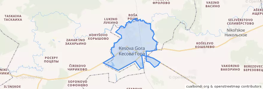 Mapa de ubicacion de городское поселение Кесова Гора.