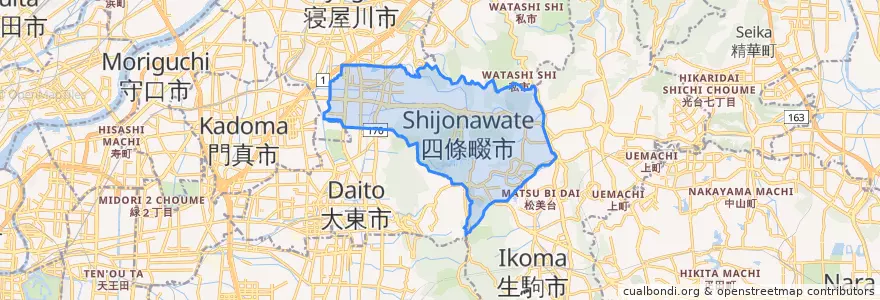 Mapa de ubicacion de 四條畷市.