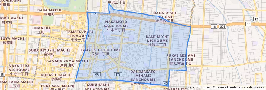 Mapa de ubicacion de 東成区.