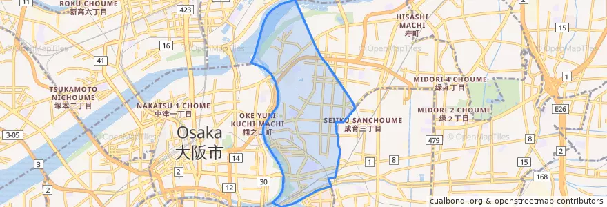 Mapa de ubicacion de 都島区.