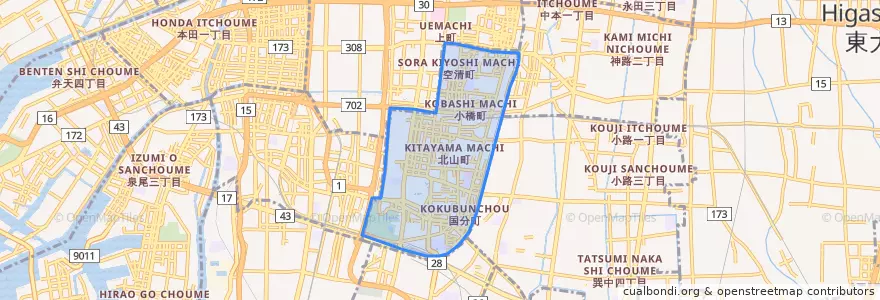 Mapa de ubicacion de Tennoji Ward.