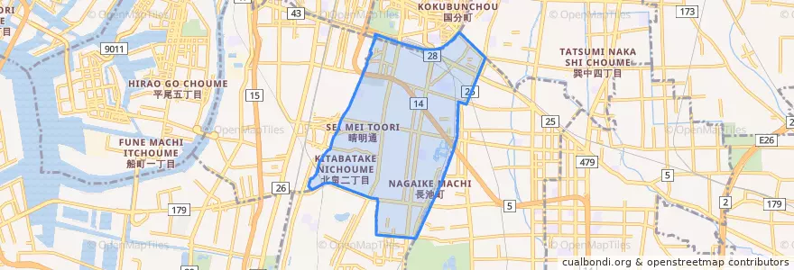Mapa de ubicacion de 阿倍野区.