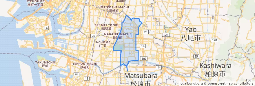 Mapa de ubicacion de 東住吉区.