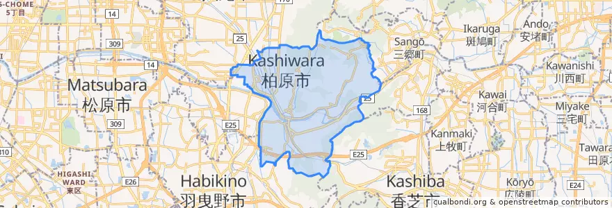 Mapa de ubicacion de 柏原市.
