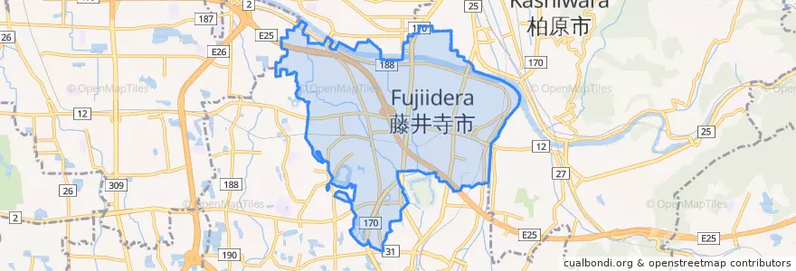 Mapa de ubicacion de 藤井寺市.