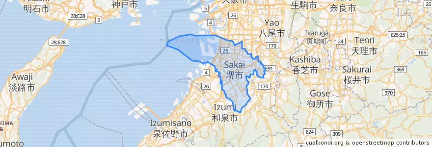 Mapa de ubicacion de ساكاي.