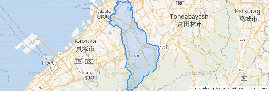 Mapa de ubicacion de 和泉市.