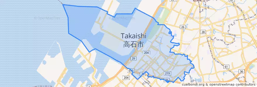 Mapa de ubicacion de 高石市.