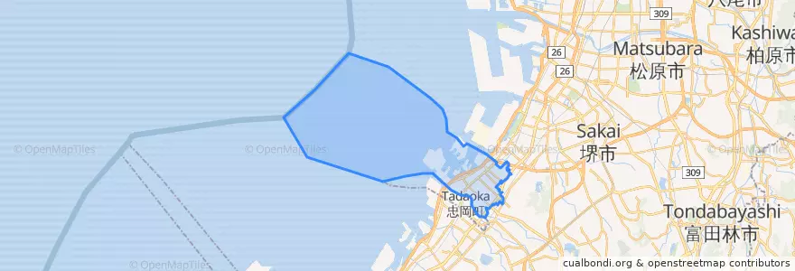 Mapa de ubicacion de 泉大津市.