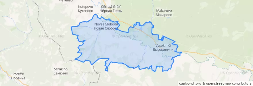 Mapa de ubicacion de сельское поселение Село Высокиничи.