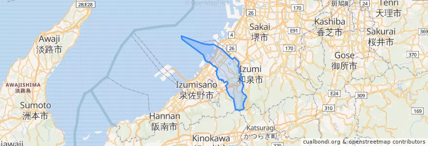 Mapa de ubicacion de Kishiwada.