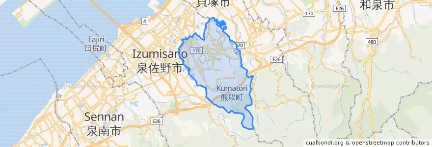 Mapa de ubicacion de 熊取町.