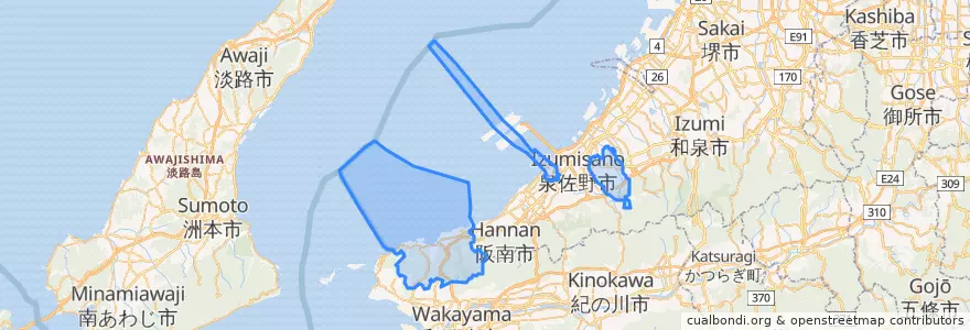 Mapa de ubicacion de 泉南郡.