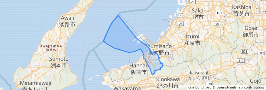 Mapa de ubicacion de 泉南市.