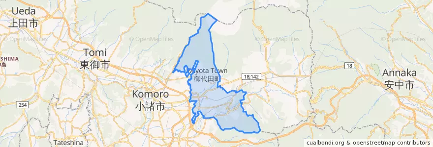 Mapa de ubicacion de 御代田町.