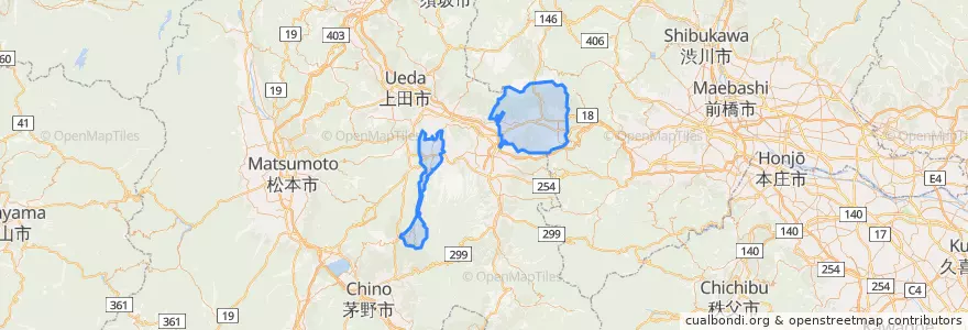 Mapa de ubicacion de Kitasaku County.