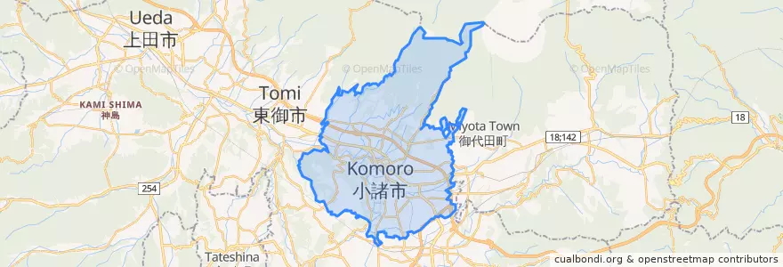 Mapa de ubicacion de 小諸市.