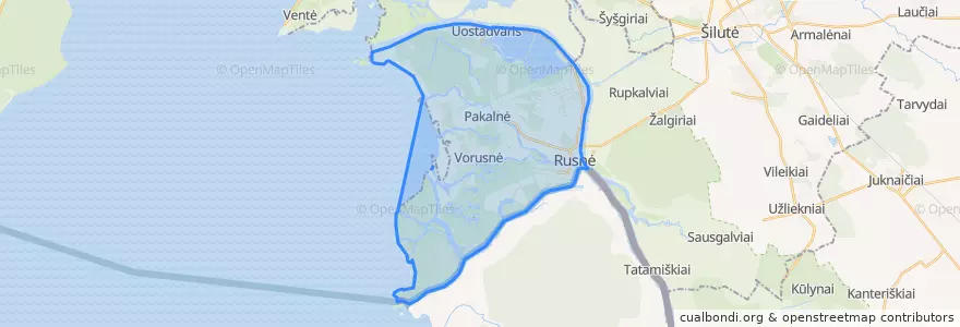 Mapa de ubicacion de Rusnės seniūnija.