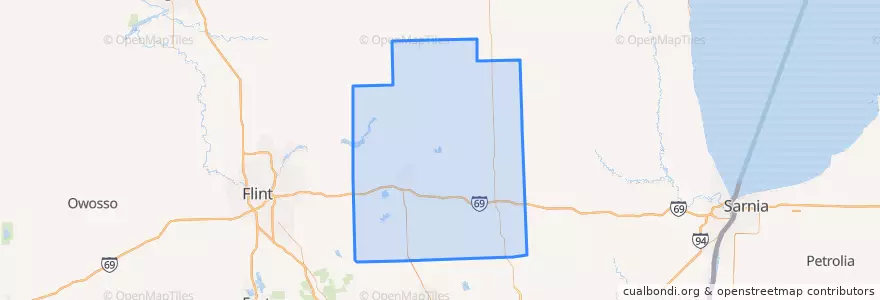 Mapa de ubicacion de Lapeer County.