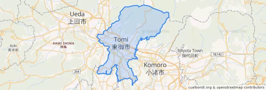 Mapa de ubicacion de 東御市.