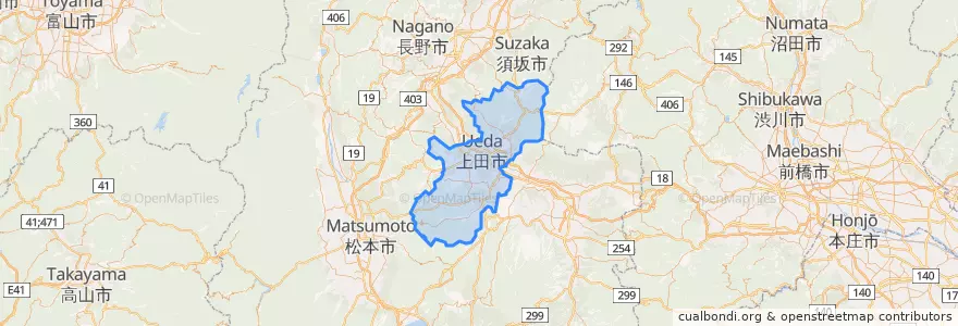 Mapa de ubicacion de 上田市.